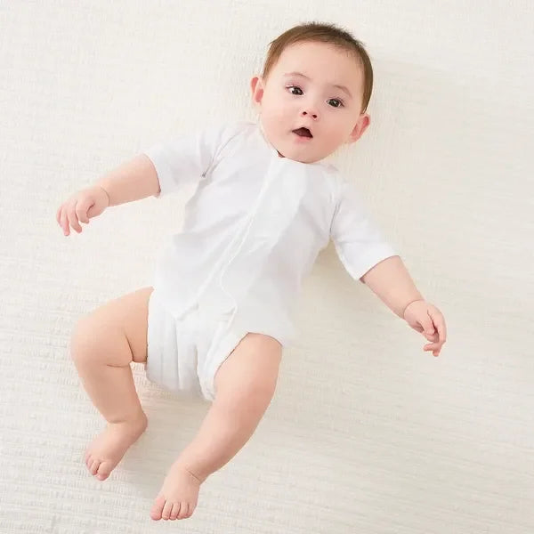[現貨] 日本直送Combi Mini 初生嬰兒100%魔術貼純棉短袖上衣 (2件裝) (50-70cm) - BB Dressup