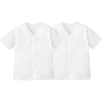 [現貨] 日本直送Combi Mini 初生嬰兒100%魔術貼純棉短袖上衣 (2件裝) (50-70cm) - BB Dressup