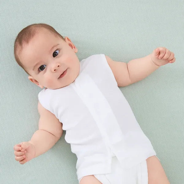 [現貨] 日本直送Combi Mini 初生嬰兒100%魔術貼純棉無袖背心 (2件裝) (50-70cm)