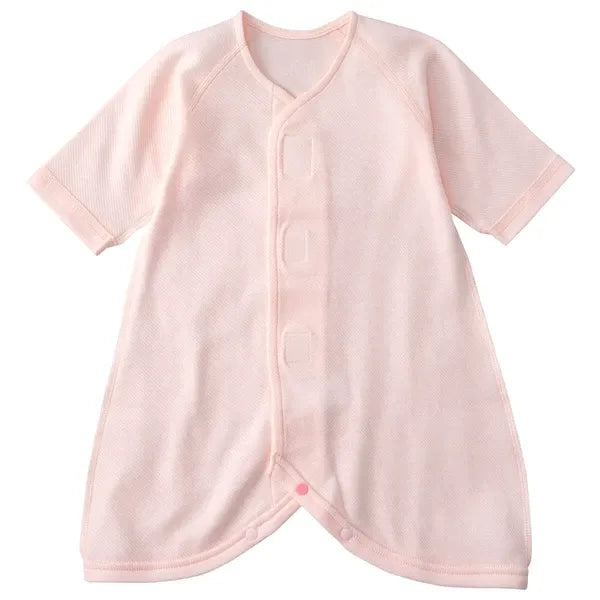 Combi mini粉紅 100% 純棉魔術貼連身衣，高品質日本直送嬰兒服飾。