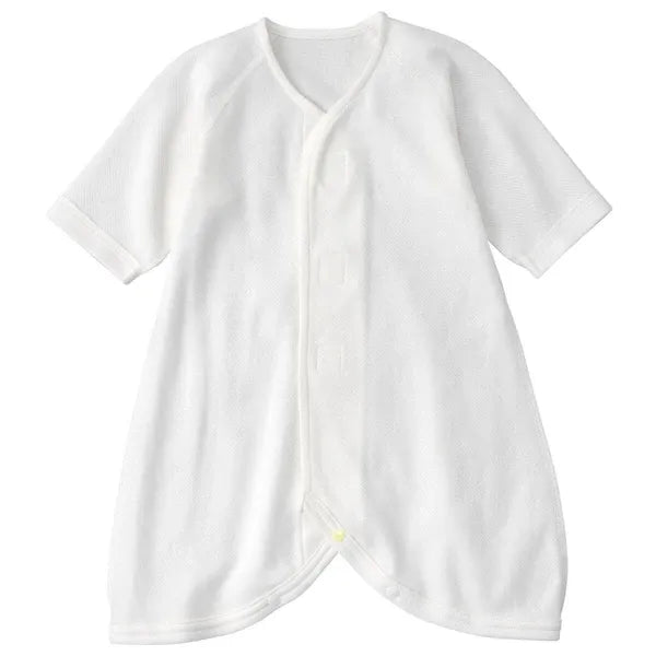 [現貨] 日本直送Combi Mini 初生嬰兒 白色100%純棉柔軟魔術貼連身衣 (50-70cm)