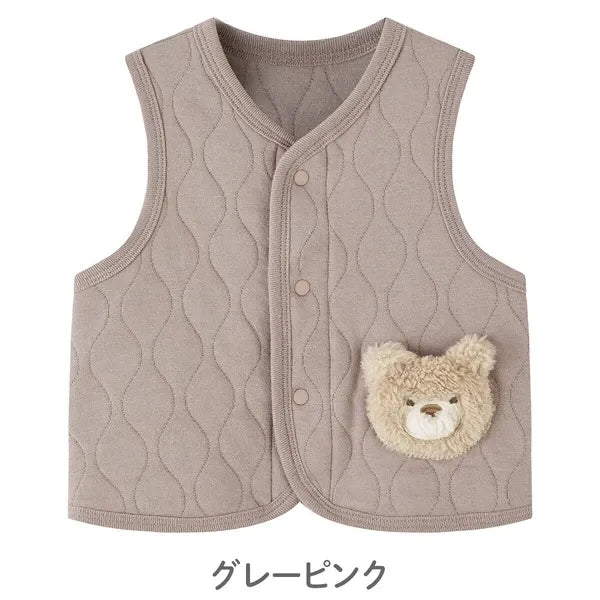 [現貨] 日本直送Combi Mini初生嬰兒粉紅色針織熊仔背心外套 (80cm) - BB Dressup