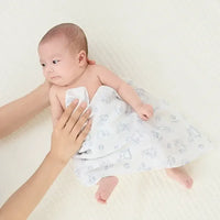 [現貨] 日本直送Combi Mini初生嬰兒100%純棉藍色熊仔洗澡紗巾 (兩件裝) - BB Dressup
