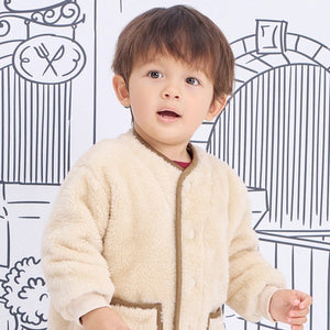 [現貨] 日本直送Combi Mini嬰兒淺米色長絨毛外套 (90-120cm) - BB Dressup