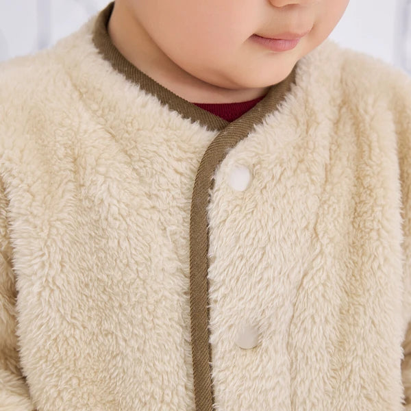 [現貨] 日本直送Combi Mini嬰兒淺米色長絨毛外套 (90-120cm) - BB Dressup