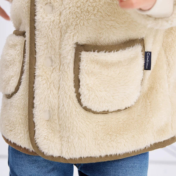 [現貨] 日本直送Combi Mini嬰兒淺米色長絨毛外套 (90-120cm) - BB Dressup