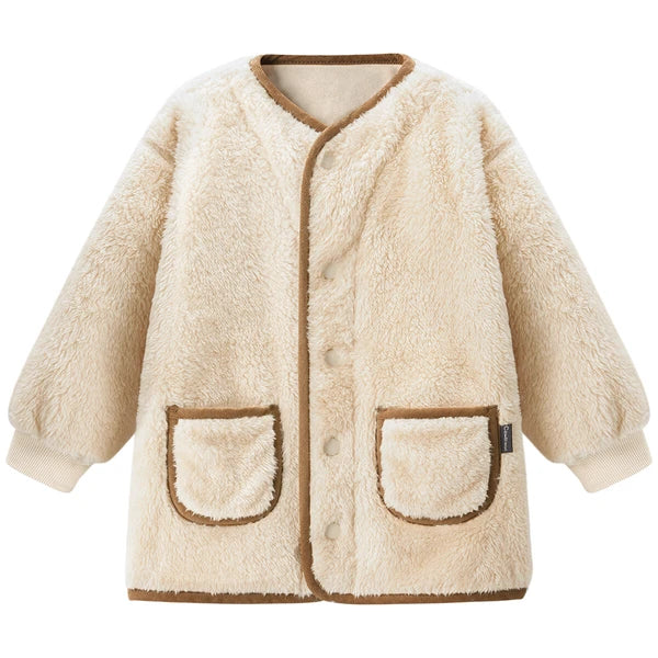 [現貨] 日本直送Combi Mini嬰兒淺米色長絨毛外套 (90-120cm) - BB Dressup