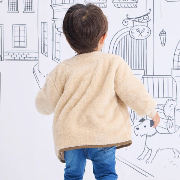 [現貨] 日本直送Combi Mini嬰兒淺米色長絨毛外套 (90-120cm) - BB Dressup