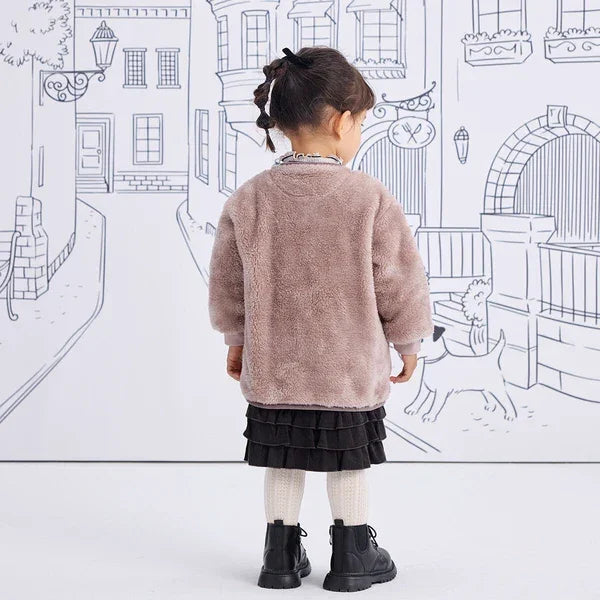 [現貨] 日本直送Combi Mini嬰兒粉紅色長絨毛外套 (90-120cm) - BB Dressup