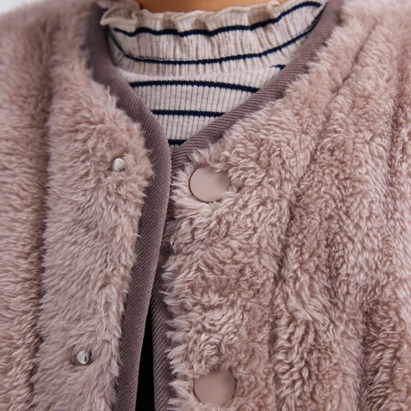 [現貨] 日本直送Combi Mini嬰兒粉紅色長絨毛外套 (90-120cm) - BB Dressup