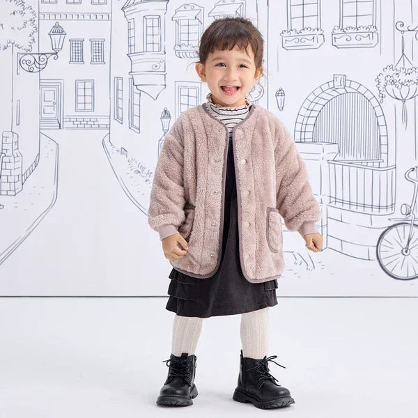 [現貨] 日本直送Combi Mini嬰兒粉紅色長絨毛外套 (90-120cm) - BB Dressup