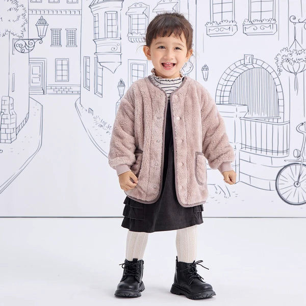 [現貨] 日本直送Combi Mini嬰兒粉紅色長絨毛外套 (90-120cm) - BB Dressup