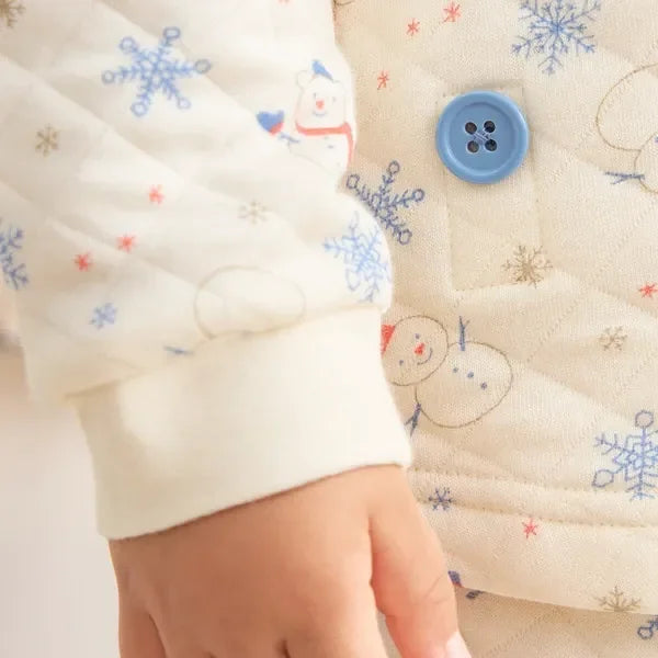 [現貨] 日本直送Combi Mini嬰兒雪人雙層全棉長袖睡衣/居家服套裝 (80-110cm) - BB Dressup