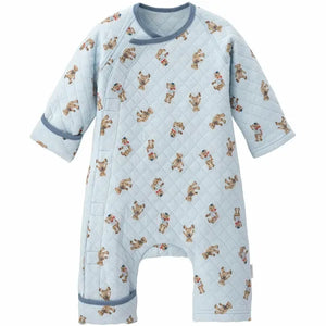 [現貨] 日本直送Combi Mini初生嬰兒針織粉藍色熊仔連身衣 (60-70cm) - BB Dressup