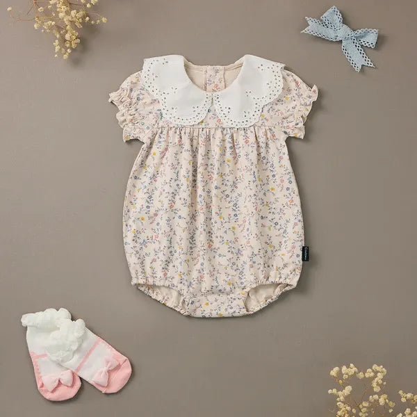 [現貨] 日本直送Combi Mini初生嬰兒100%全棉粉紅小花連身衣 - BB Dressup