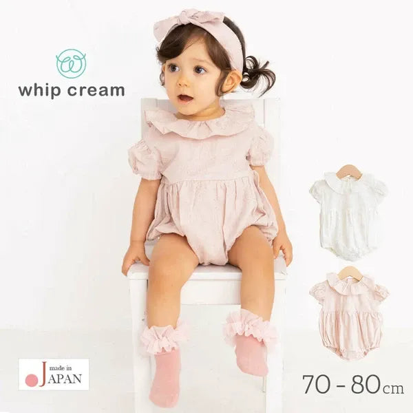 [現貨] 日本製Creme Chantilly初生嬰兒白色刺繡蕾絲連身衣 - BB Dressup