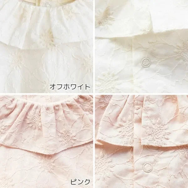 [現貨] 日本製Creme Chantilly初生嬰兒白色刺繡蕾絲連身衣 - BB Dressup