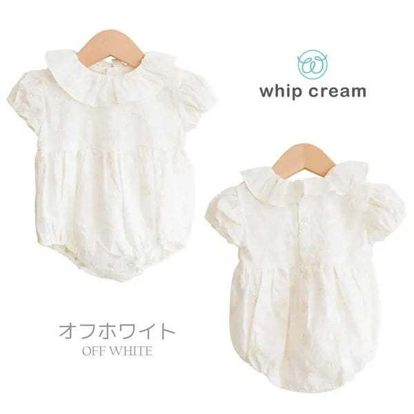 [現貨] 日本製Creme Chantilly初生嬰兒白色刺繡蕾絲連身衣 - BB Dressup