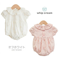 [現貨] 日本製Creme Chantilly初生嬰兒白色刺繡蕾絲連身衣 (70-80cm) - BB Dressup