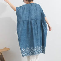 [現貨] 日本直送 En avant 成人深藍布鏤空刺繡波浪裙擺連身裙 - BB Dressup