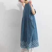 [現貨] 日本直送 En avant 成人深藍布鏤空刺繡波浪裙擺連身裙 - BB Dressup