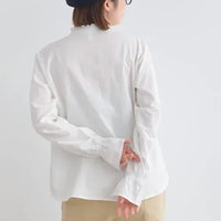 [現貨] 日本直送 En avant 成人白色荷葉邊領褶皺棉布襯衫 - BB Dressup