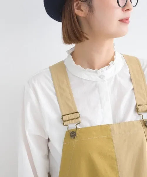 [現貨] 日本直送 En avant 成人白色荷葉邊領褶皺棉布襯衫 - BB Dressup