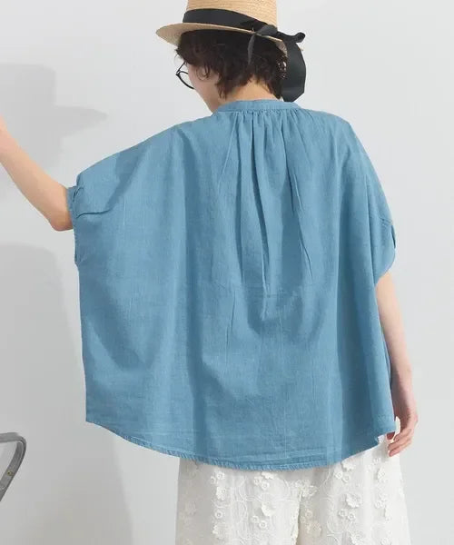 採用輕盈5-5oz印度棉牛仔布製成之高品質刺繡上衣。
