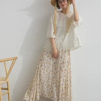 [現貨] 日本直送 En avant 成人米色透膚提花方格蕾絲寬袖上衣 - BB Dressup