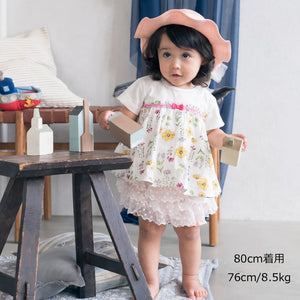 [現貨] 日本直送丸高衣料 嬰兒荷花邊粉紅色蕾絲短褲 (90cm) - BB Dressup