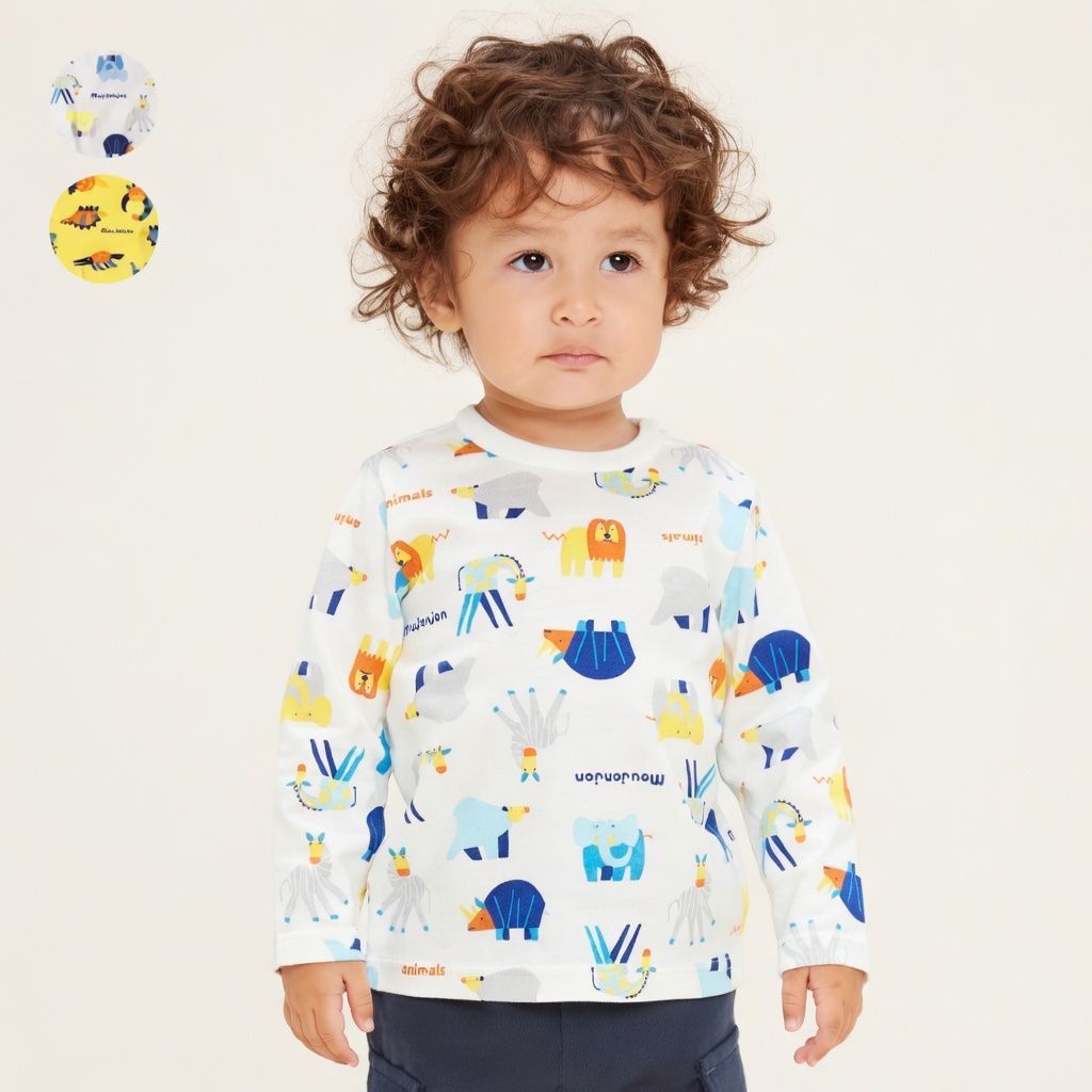 [現貨] 日本製丸高衣料 童裝恐龍印花長袖T恤 (120cm) - BB Dressup