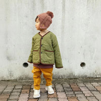 [現貨] 日本直送丸高衣料 童裝卡其綠無領夾棉外套 (100-130cm) - BB Dressup