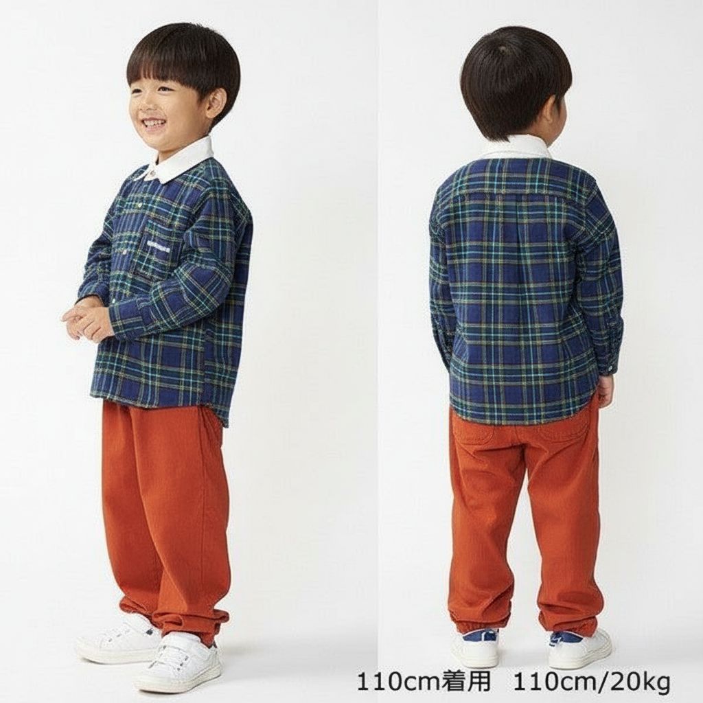[現貨] 日本直送丸高衣料 童裝磚紅色彈性長褲 (100-130cm) - BB Dressup