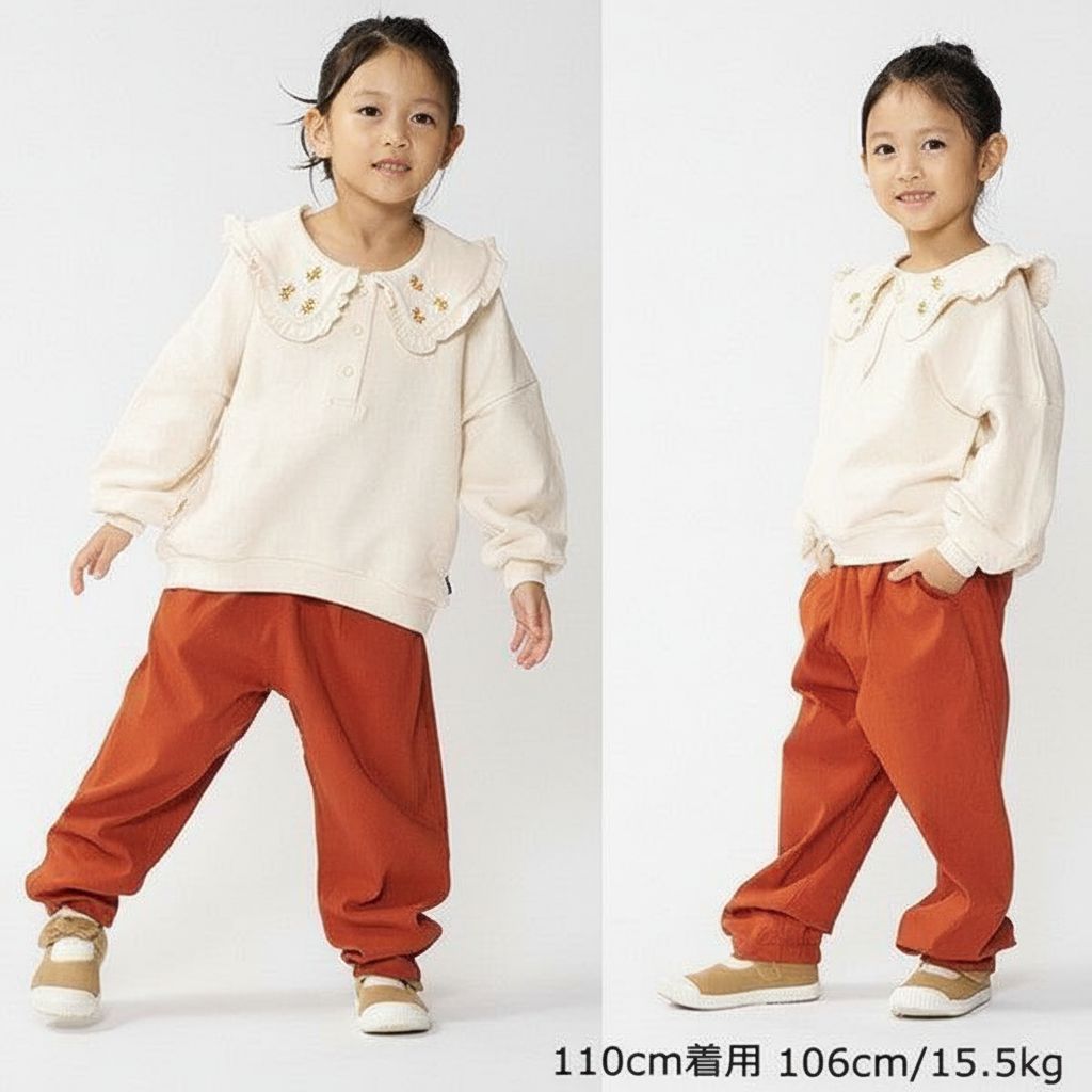 [現貨] 日本直送丸高衣料 童裝磚紅色彈性長褲 (100-130cm) - BB Dressup