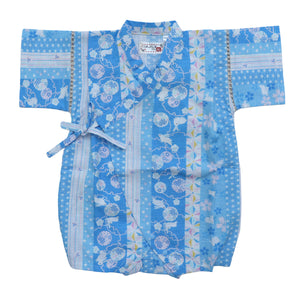 [現貨] 日本直送 東商店嬰兒粉藍色兔仔條紋日本和服浴衣包屁衣/連身衣 (70-80cm) - BB Dressup
