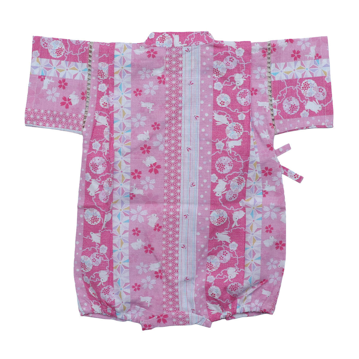 [現貨] 日本直送 東商店嬰兒紅色兔仔條紋日本和服浴衣包屁衣/連身衣 (70-80cm) - BB Dressup