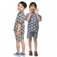 [現貨] 日本直送 東商店嬰兒藍色幾何日本和服浴衣BB衫套裝 (80-95cm) - BB Dressup