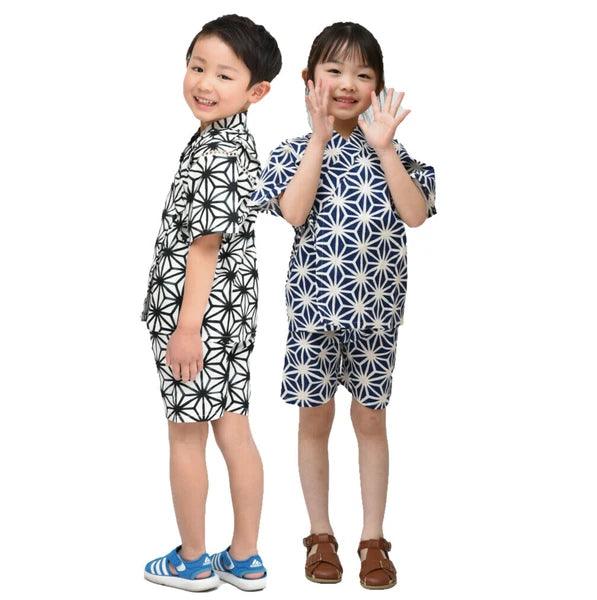 [現貨] 日本直送 東商店嬰兒藍色幾何日本和服浴衣BB衫套裝 - BB Dressup