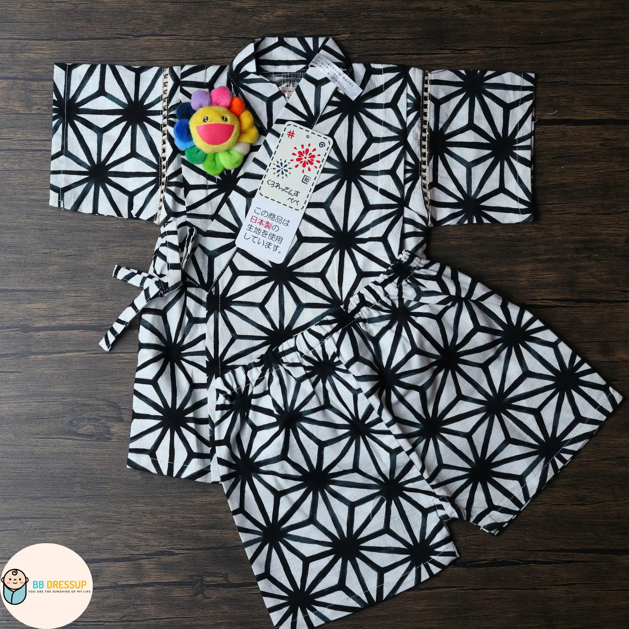 [現貨] 日本直送 東商店嬰兒黑色幾何日本和服浴衣BB衫套裝 - BB Dressup