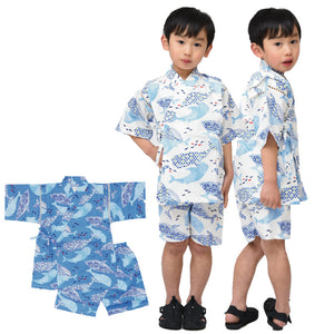 [現貨] 日本直送 東商店藍色海豚日本和服浴衣BB衫套裝(110-130cm) - BB Dressup