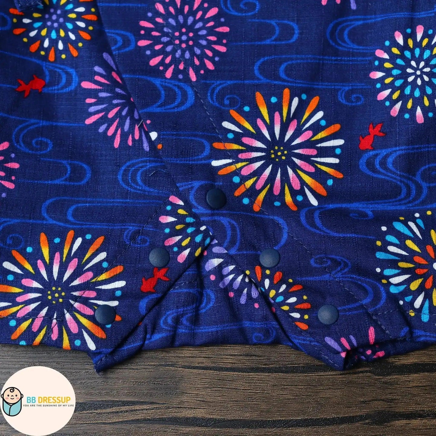 [現貨] 日本直送 東商店嬰兒深藍色煙花日本和服浴衣包屁衣/連身衣 - BB Dressup