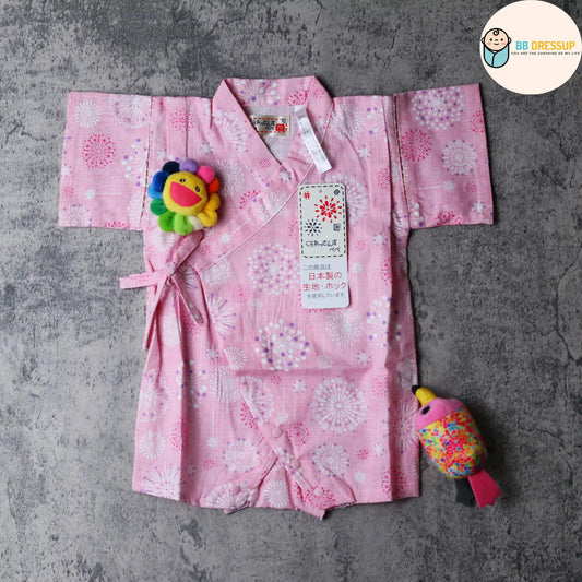 [現貨] 日本直送 東商店嬰兒粉紅煙花日本和服浴衣包屁衣/連身衣 (70-80cm) - BB Dressup