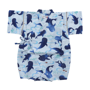 [現貨] 日本直送 東商店嬰兒淺藍色鯨鯊日本和服浴衣包屁衣/連身衣 (70-80cm) - BB Dressup