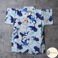 [現貨] 日本直送 東商店嬰兒淺藍色鯨鯊日本和服浴衣包屁衣/連身衣 (70-80cm) - BB Dressup