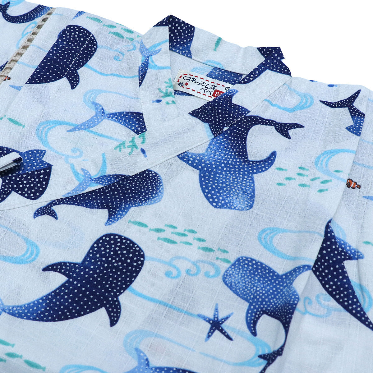 [現貨] 日本直送 東商店嬰兒淺藍色鯨鯊日本和服浴衣包屁衣/連身衣 (70-80cm) - BB Dressup
