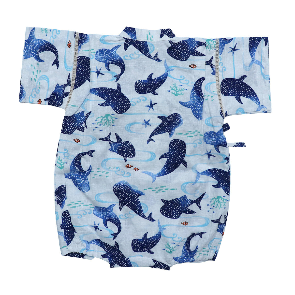 [現貨] 日本直送 東商店嬰兒淺藍色鯨鯊日本和服浴衣包屁衣/連身衣 (70-80cm) - BB Dressup