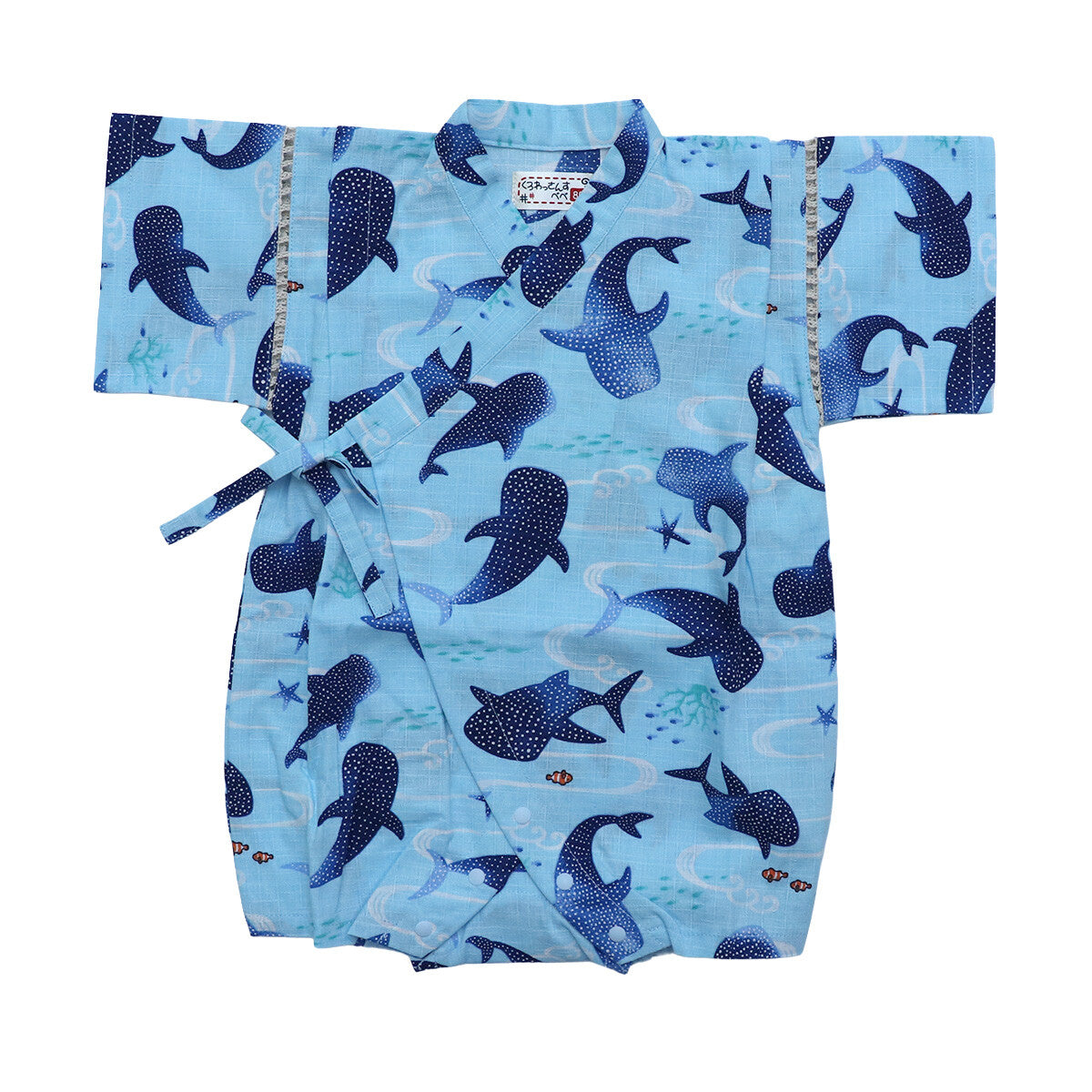 [現貨] 日本直送 東商店嬰兒深藍色鯨鯊日本和服浴衣包屁衣/連身衣 (70-80cm) - BB Dressup
