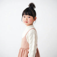 [現貨] 日本直送L.Copeck 女童米色全棉吊帶斜紋長裙 (100-130cm) - BB Dressup