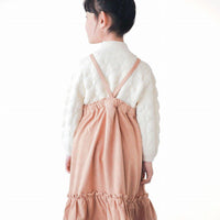 [現貨] 日本直送L.Copeck 女童米色全棉吊帶斜紋長裙 (100-130cm) - BB Dressup