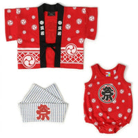 結合傳統祭典元素與現代連身剪裁之紅色嬰兒和服。